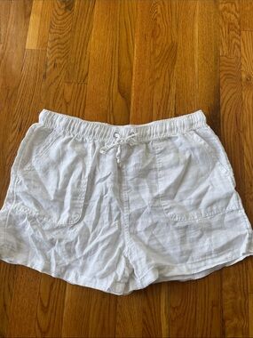 C&C California White 100% Linen-Drawstring Shorts